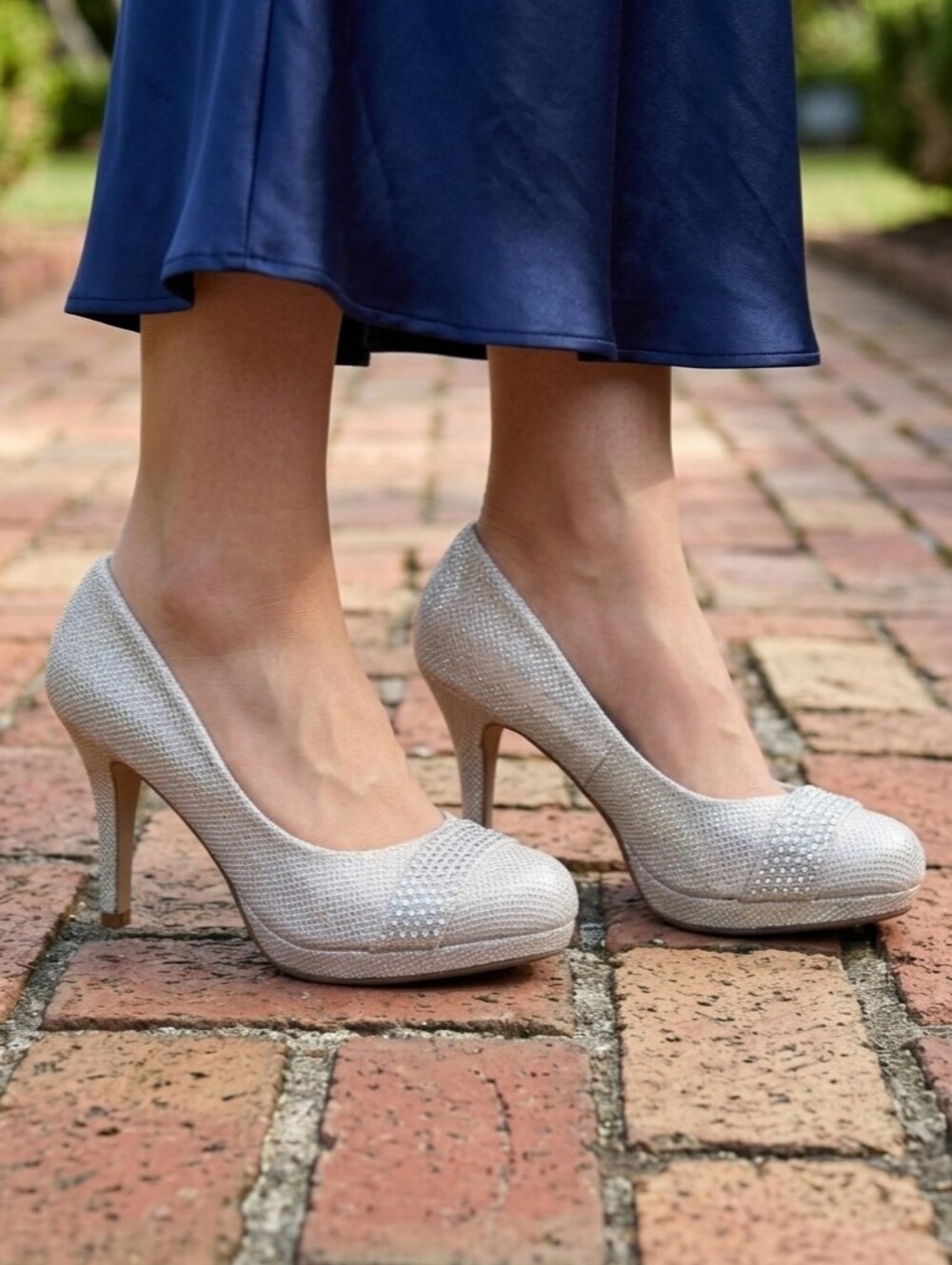 White Glitter Heels